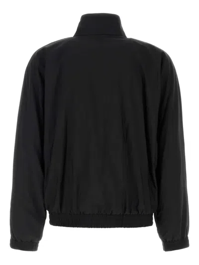 Ferragamo Wool Blend Jacket High Collar In Black