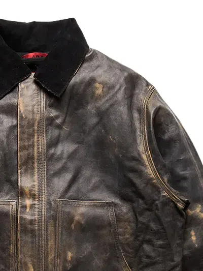 424 Washed-effect Leather Jacket In Multi