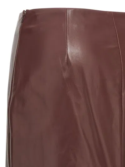 Brunello Cucinelli Column Back-split Leather Midi Skirt In Brown