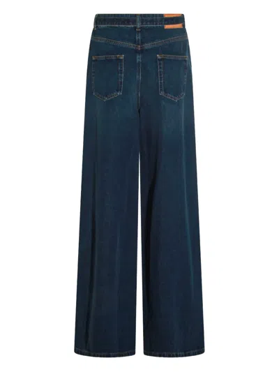 Twinset Wide-leg Trousers With Pockets And Loops In Blue