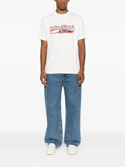 Autry White Cotton  X Maison Kitsunã© T-shirt In White