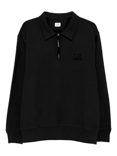 C.p. Company Polo-neck Half-zip Sweatshirt In Black