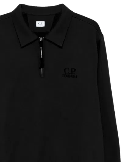 C.p. Company Polo-neck Half-zip Sweatshirt In Black