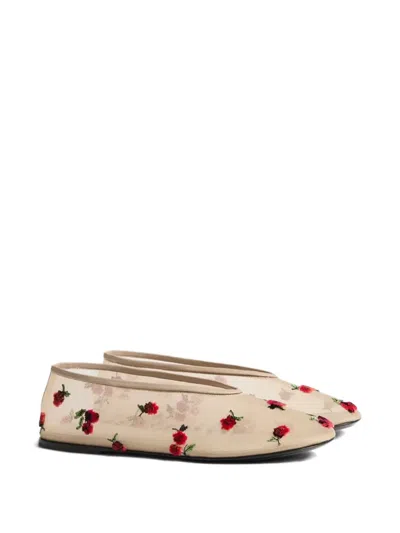 Khaite Marcy Raspberry-embroidery Ballet Flats In Pink