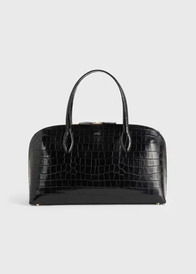 Totême Toteme Lounge Medium Crocodile-effect Leather Top Handle Bag In Black