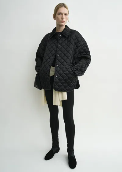 Totême Quilted Jacket Collared Neck Long Sleeves In Black