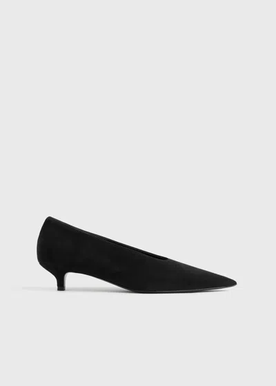 Totême Sharp Suede Kitten Pumps Black In Black