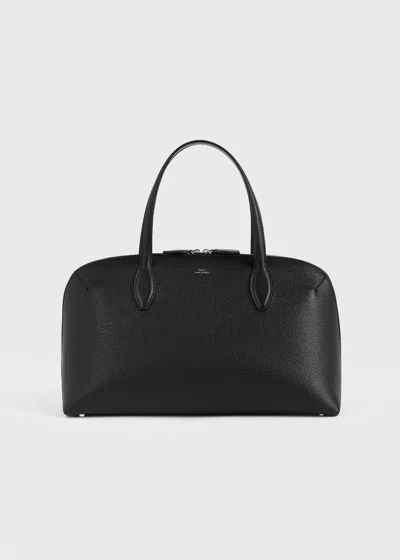 Totême Leather Handbag With Engraved Logo On The Front In Black