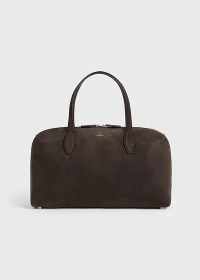 Totême Suede Crossybody Bag With Lettering Logo On The Front In Brown