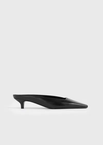 Totême Square Leather Kitten Mules Black In Black