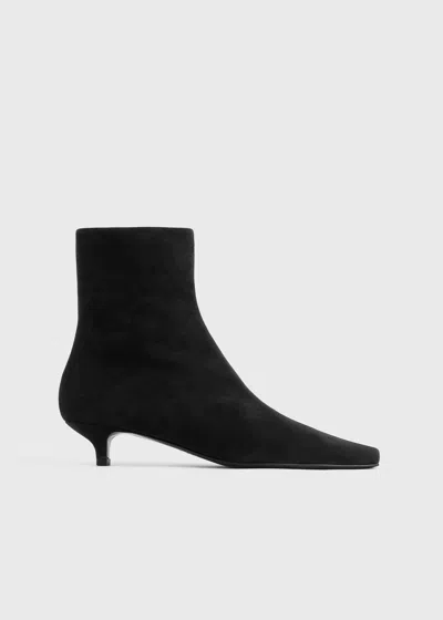 Totême Slim Suede Ankle Boots Black In Black