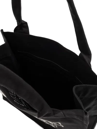 Ganni Recycled Cotton Large Tote Bag In Black