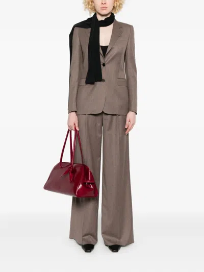 Tagliatore Brown Wool-silk Blend Tailored Jacket In Brown