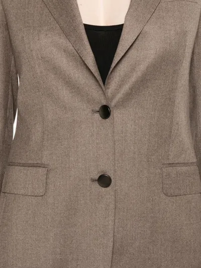 Tagliatore Brown Wool-silk Blend Tailored Jacket In Brown