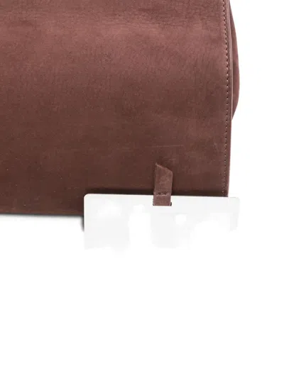 Benedetta Bruzziches Bordeaux Suede Shoulder Bag With Metallic Clasp In Brown