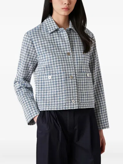 Ps By Paul Smith Houndstooth Button-fastening Jacket In Gray