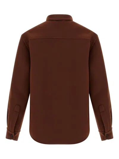 Brioni Men's Wool-cashmere Overshirt In Brown