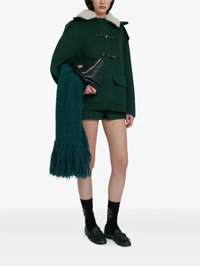 皮草领连帽外套