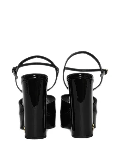 Miu Miu Patent Leather Block-heel Platform Sandals In Black