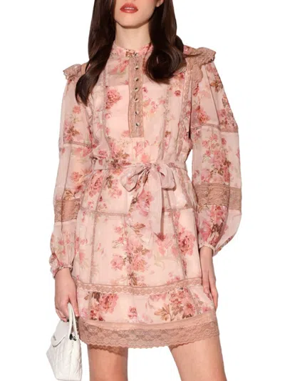 Walter Baker Angelica Floral Long Sleeve Dress In Pink