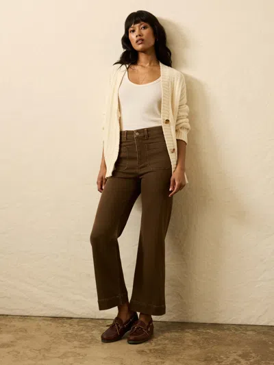 Faherty Stretch Terry Patch Pocket Ankle Pants In Brown