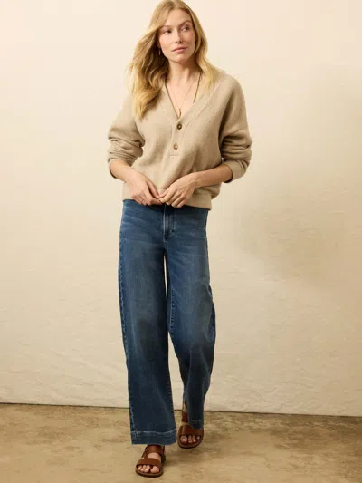 Faherty Jackson V Neck Popover Sweater In Brown