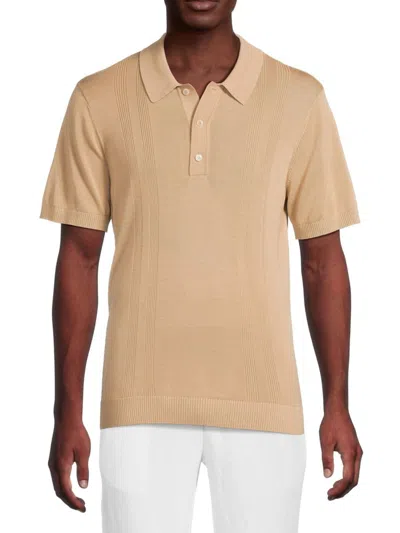 Onia Men's Rib-knit Polo T-shirt In Brown