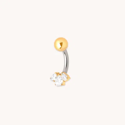 Astrid &amp; Miyu Crystal Cluster Titanium Belly Bar In Gold