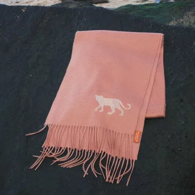 Jessie Zhao New York Cashmere Scarf With Leopard Embroidery - Coral Pink In Pink
