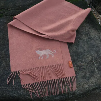 Jessie Zhao New York Cashmere Scarf With Leopard Embroidery - Coral Pink In Pink