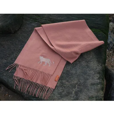 Jessie Zhao New York Cashmere Scarf With Leopard Embroidery - Coral Pink In Pink