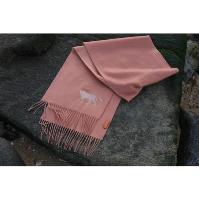 Jessie Zhao New York Cashmere Scarf With Leopard Embroidery - Coral Pink In Pink