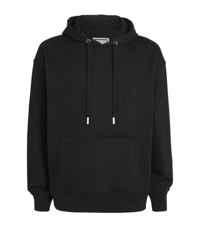 Wooyoungmi Black Hoodie With Drawstring Hood And Floral Motif On The Rear In Cotton Man In Black