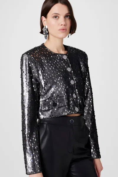 Toccin Jones Crew Neck Sequin Jacket In Gold