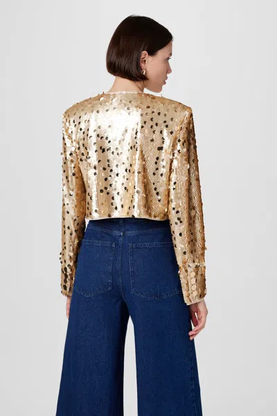 Toccin Jones Crew Neck Sequin Jacket In Gold