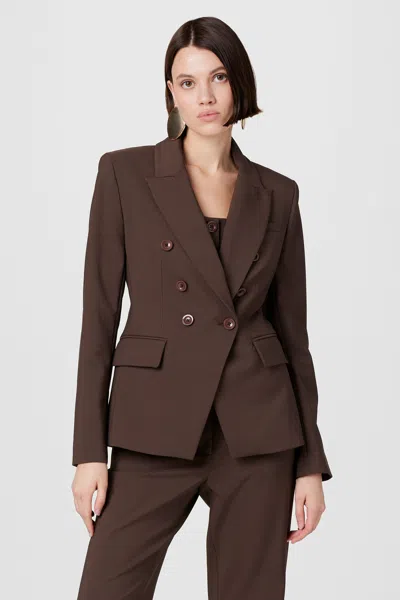 Toccin Kylie Suiting Double Breasted Blazer In Burgundy