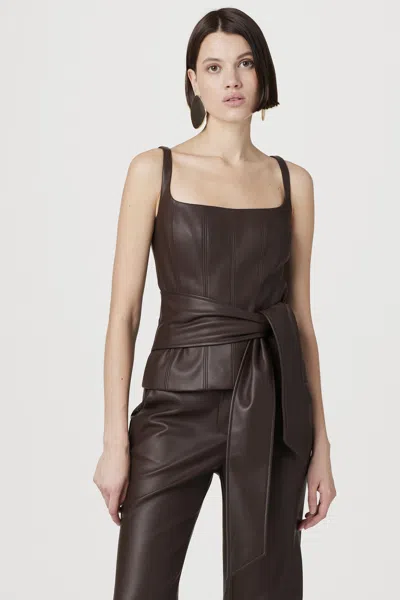 Toccin Linda Vegan Leather Tie Front Corset In Multi