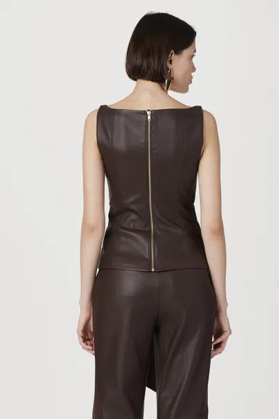 Toccin Linda Vegan Leather Tie Front Corset In Multi