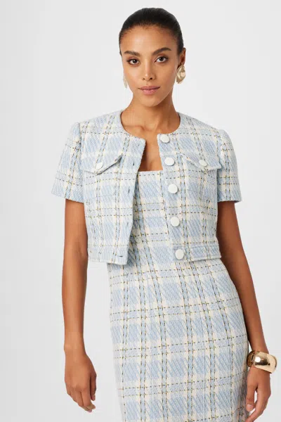 Toccin London Short Sleeve Crop Jacket In Blue