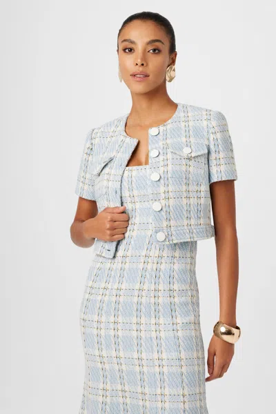 Toccin London Short Sleeve Crop Jacket In Blue