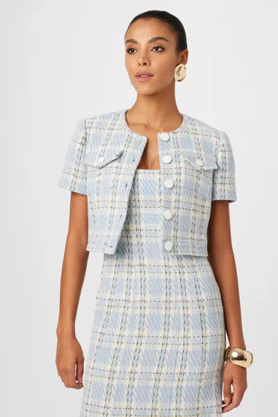 Toccin London Short Sleeve Crop Jacket In Blue