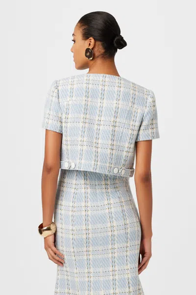 Toccin London Short Sleeve Crop Jacket In Blue