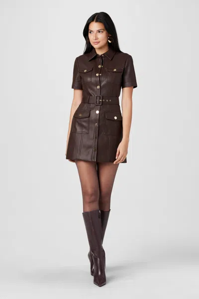 Toccin Lydia Short Sleeve Faux Leather Dress In Black