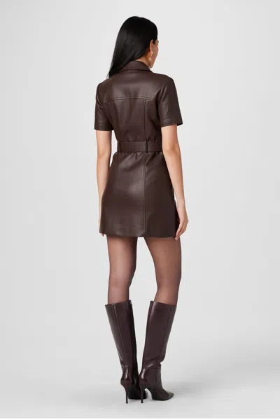 Toccin Lydia Short Sleeve Faux Leather Dress In Black