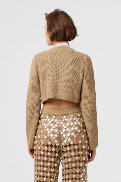 Toccin Noah Crochet Front Crop Cardigan In Multi