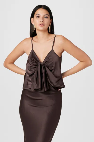 Toccin Sabrina Knotted Satin Cami In Brown