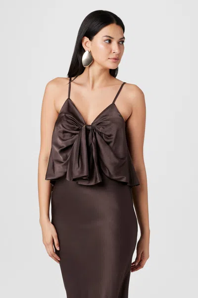 Toccin Sabrina Knotted Satin Cami In Brown