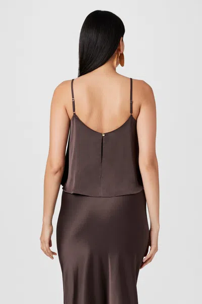Toccin Sabrina Knotted Satin Cami In Brown