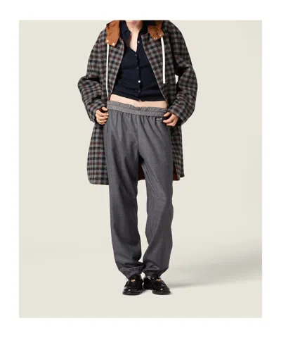 Miu Miu Openwork Cashmere Knitwear With Ribbed Cuffs And Hem In Blue