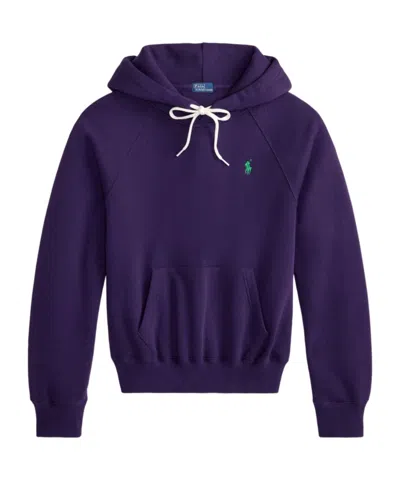 Polo Ralph Lauren Cozy Fleece Hoodie Drawstring Style In Purple